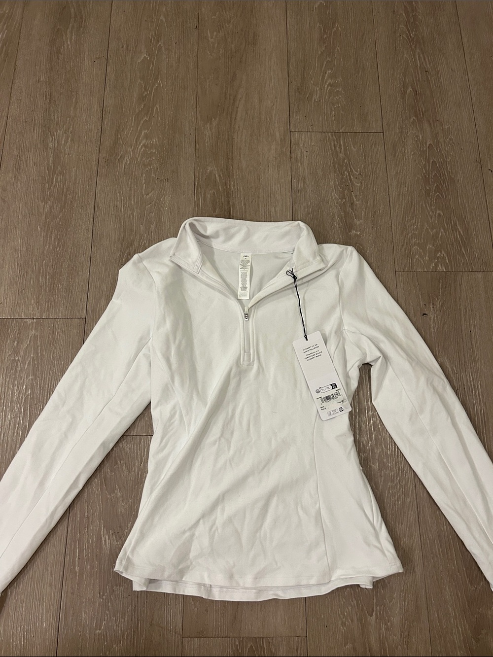 ALO Yoga Women’s White Long-Sleeve Quarter Zip Pullover